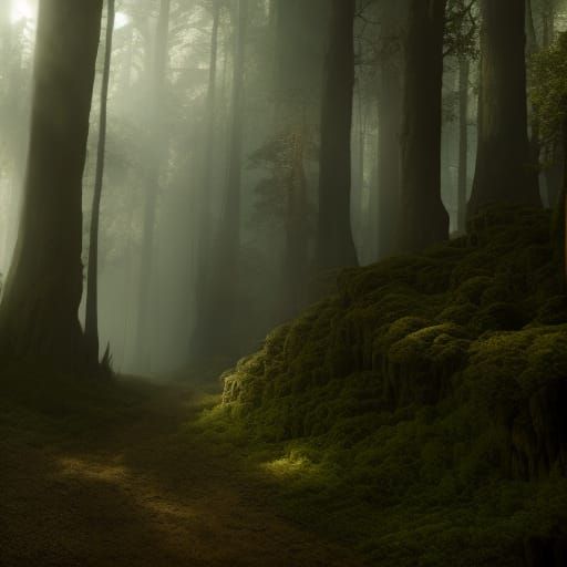 Eerie Forest with Evil Spirits: Digital Matte Painting