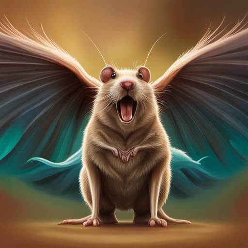 Terrifying Winged Mouse in Hyperrealistic Style