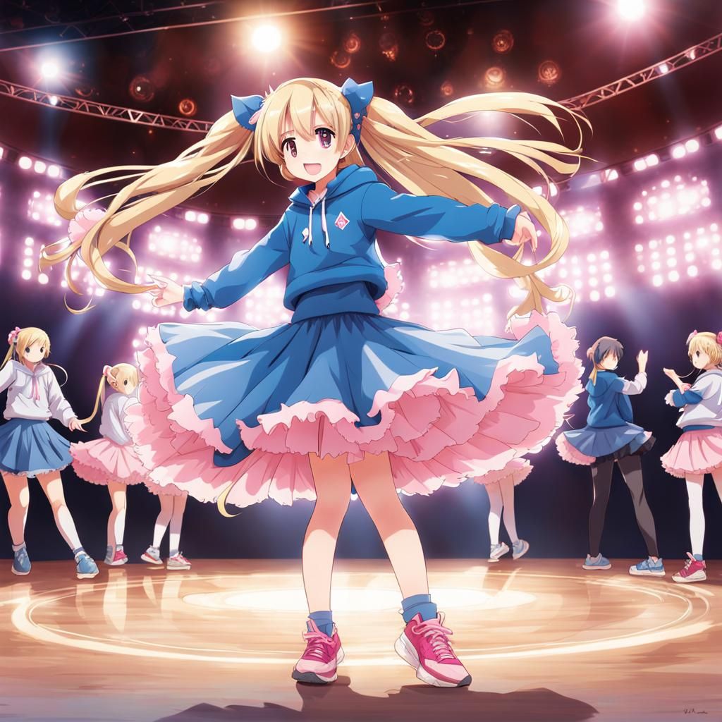 Anime Boy Dancing on Stage in Manga Style