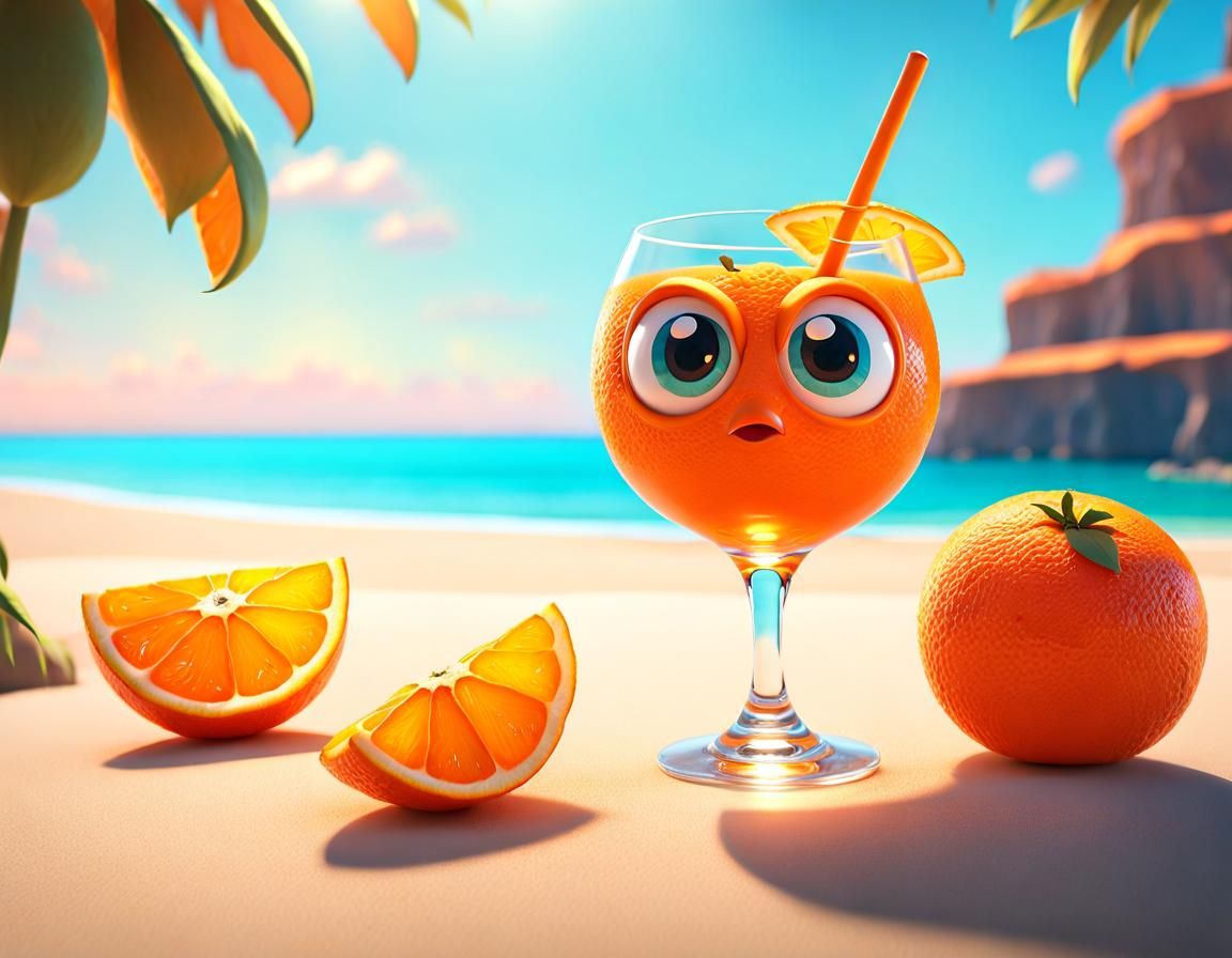 Animated Orange n°4 :  <<Damn !... How did i get stuck in a glass ! >>