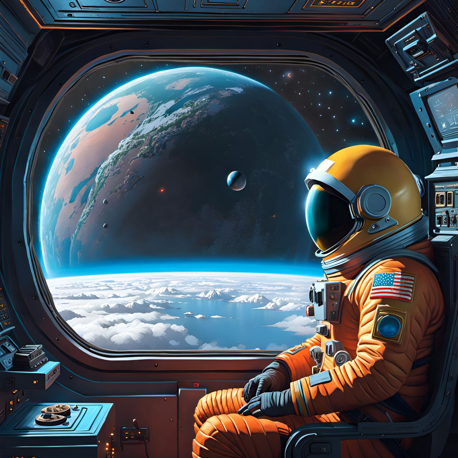 Solitary Figure Waits in Deep Space