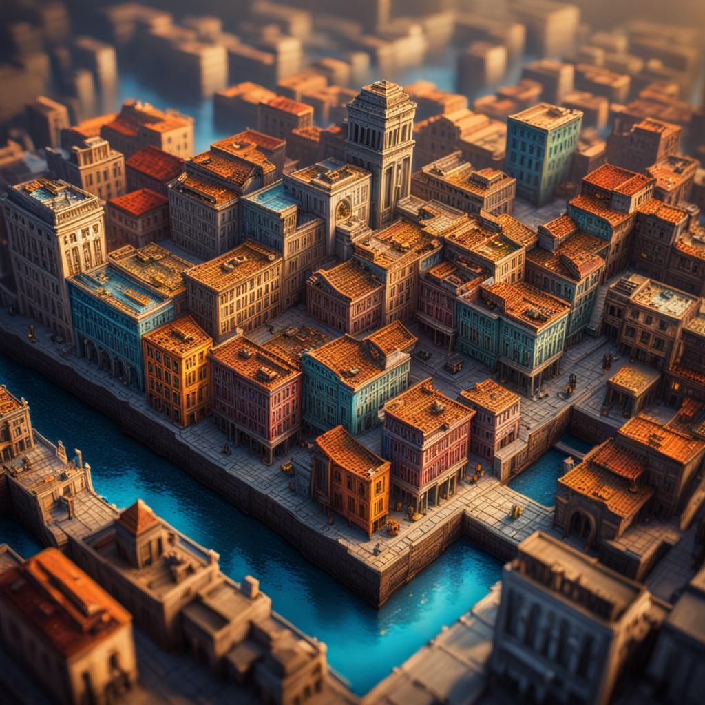 Hyperrealistic Matchbox Renaissance City Concept Art