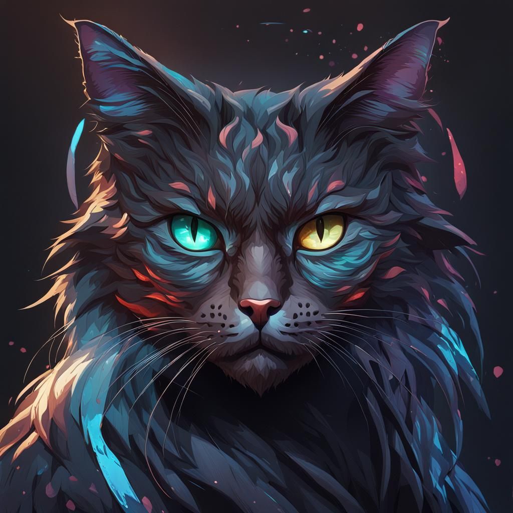 Hyperdetailed Dark Cat Portrait in Unreal Engine 5