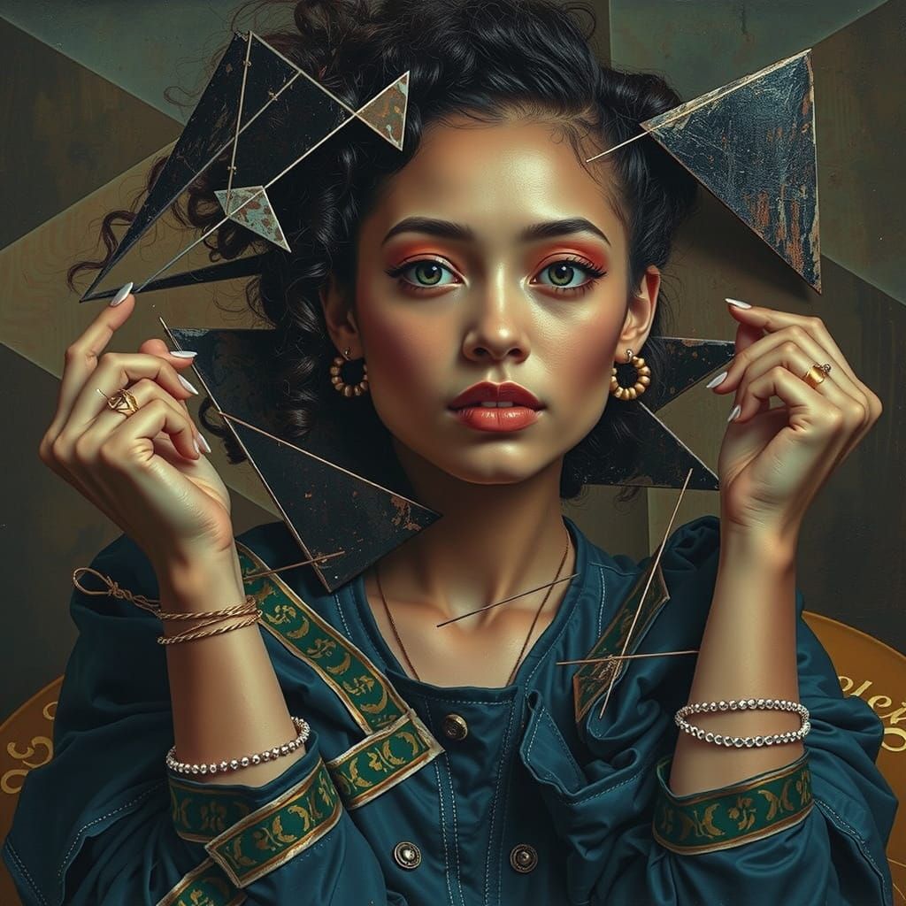 Abstract Geometric Composition of Bold Colors and Shapes