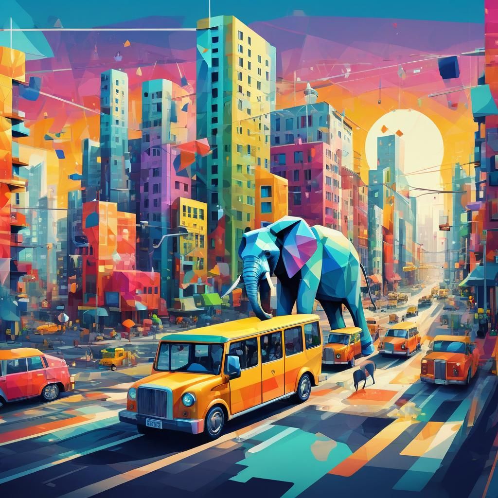 Cartoon Animals in Cityscape Concept Art