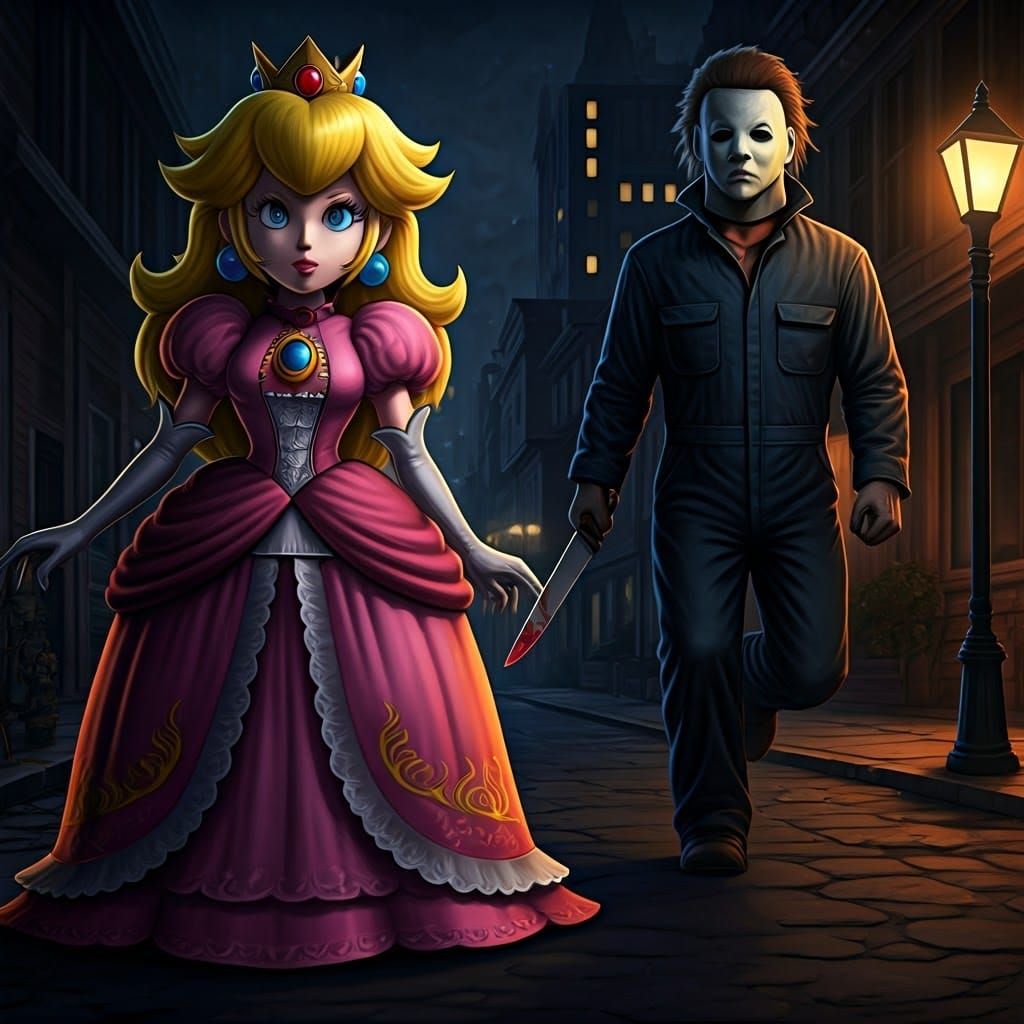 Shadow Queen Peach vs Michael Myers: Halloween Confrontation