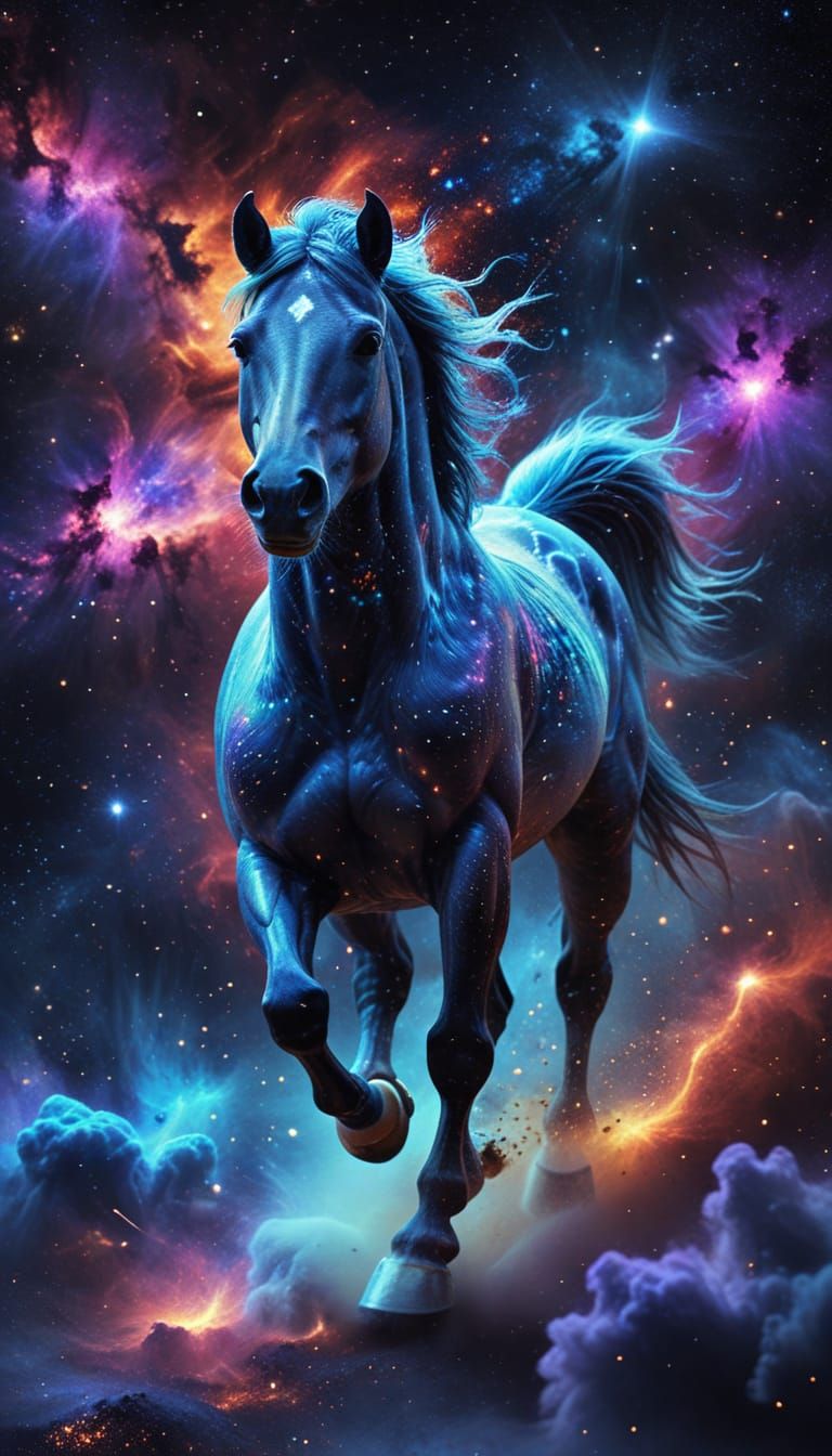Galactic Stallion Runs Through Cosmic Nebula