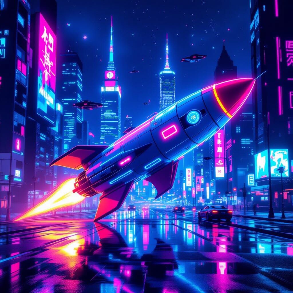 Neon Rocket Ship #1