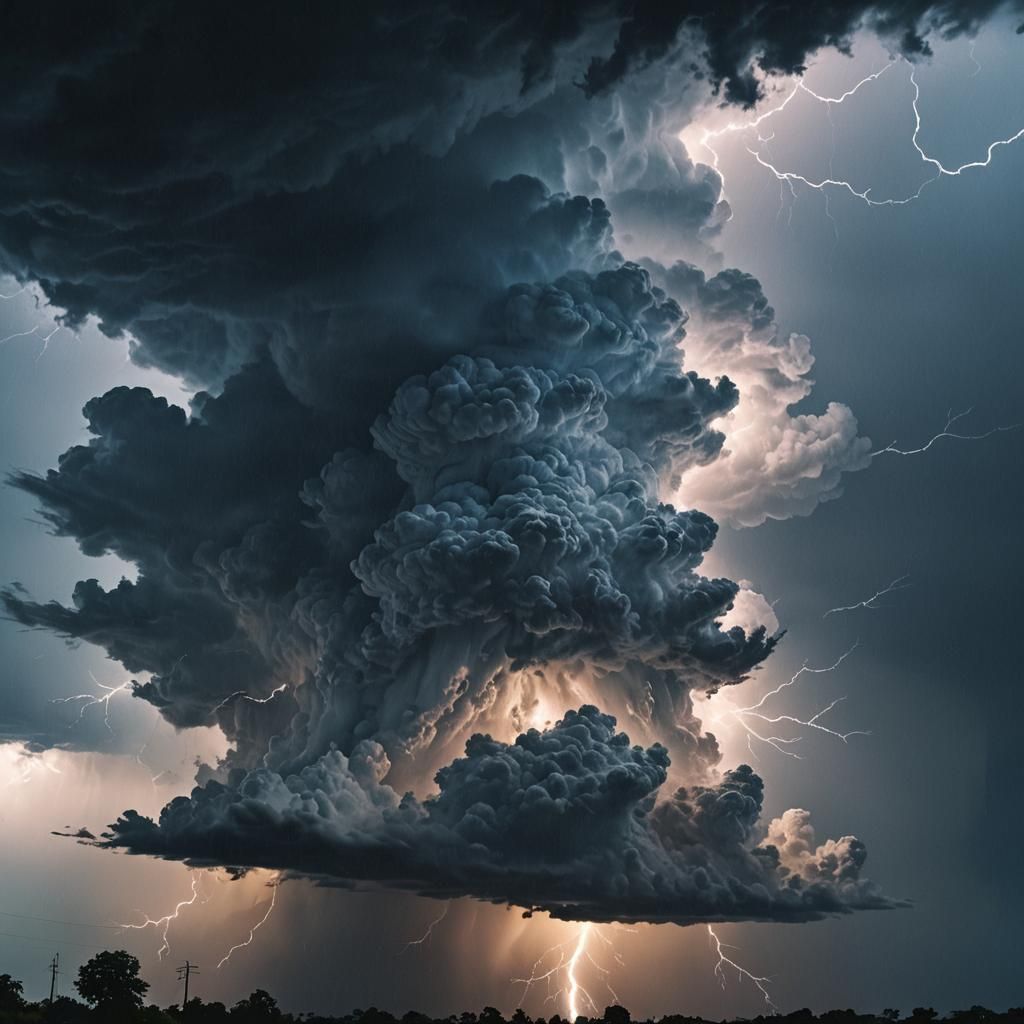 Dramatic Thunderstorm Sky with Electric Blue Clouds