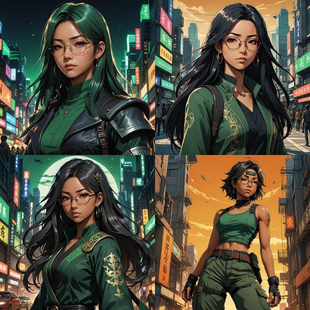 Blasian College Girl Wearing Black and Green Final Fantasy 8...