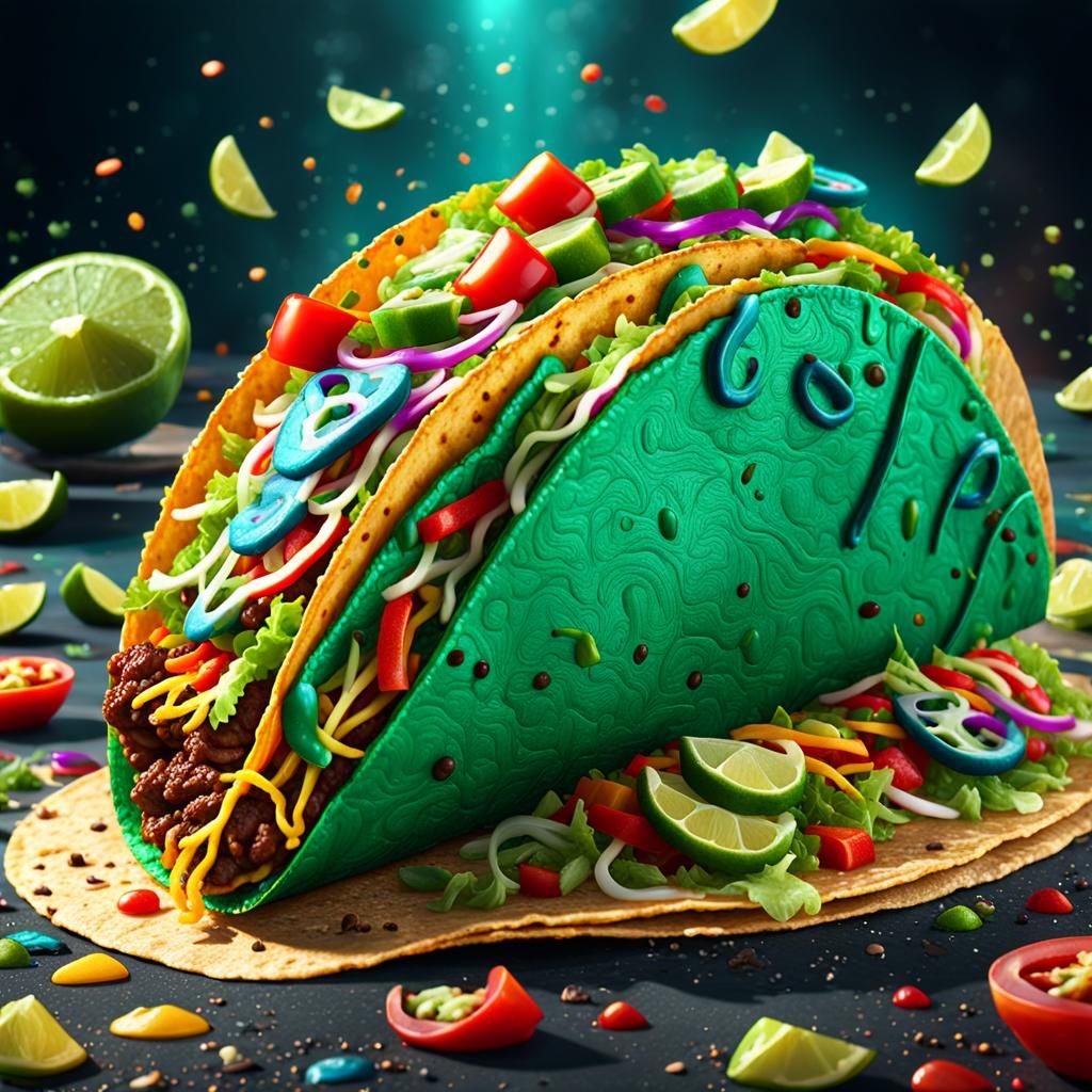 Hyperrealistic Taco in Pop Art Style