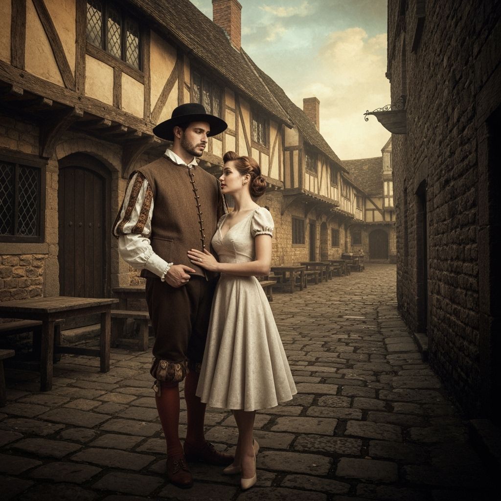 Double Exposure Couple: Tavern Meets Alley in Muted Tones