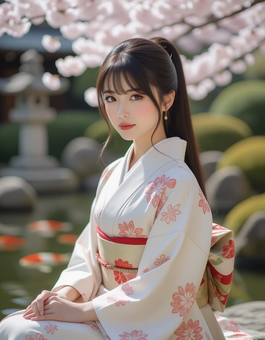 Dreamy Portrait in Japanese Garden