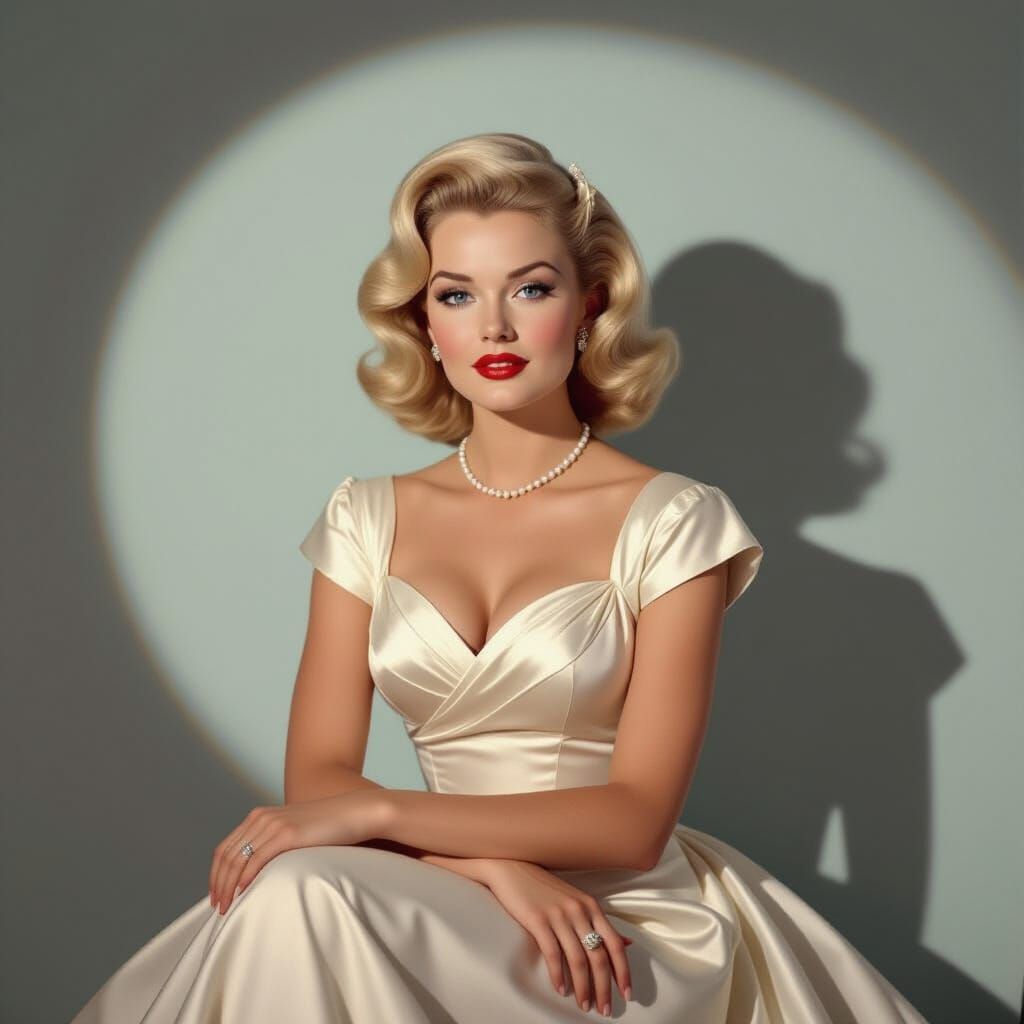 1950s Hollywood Starlet Portrait in Chiaroscuro