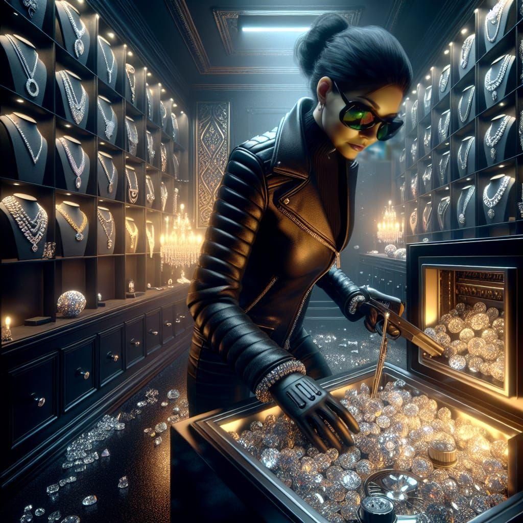 Midnight Jewelry Store Heist in 8K Concept Art