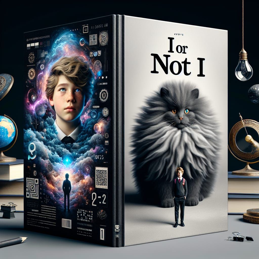Surreal E-book Cover Art: Boy, Cat, and Cosmic Mystery