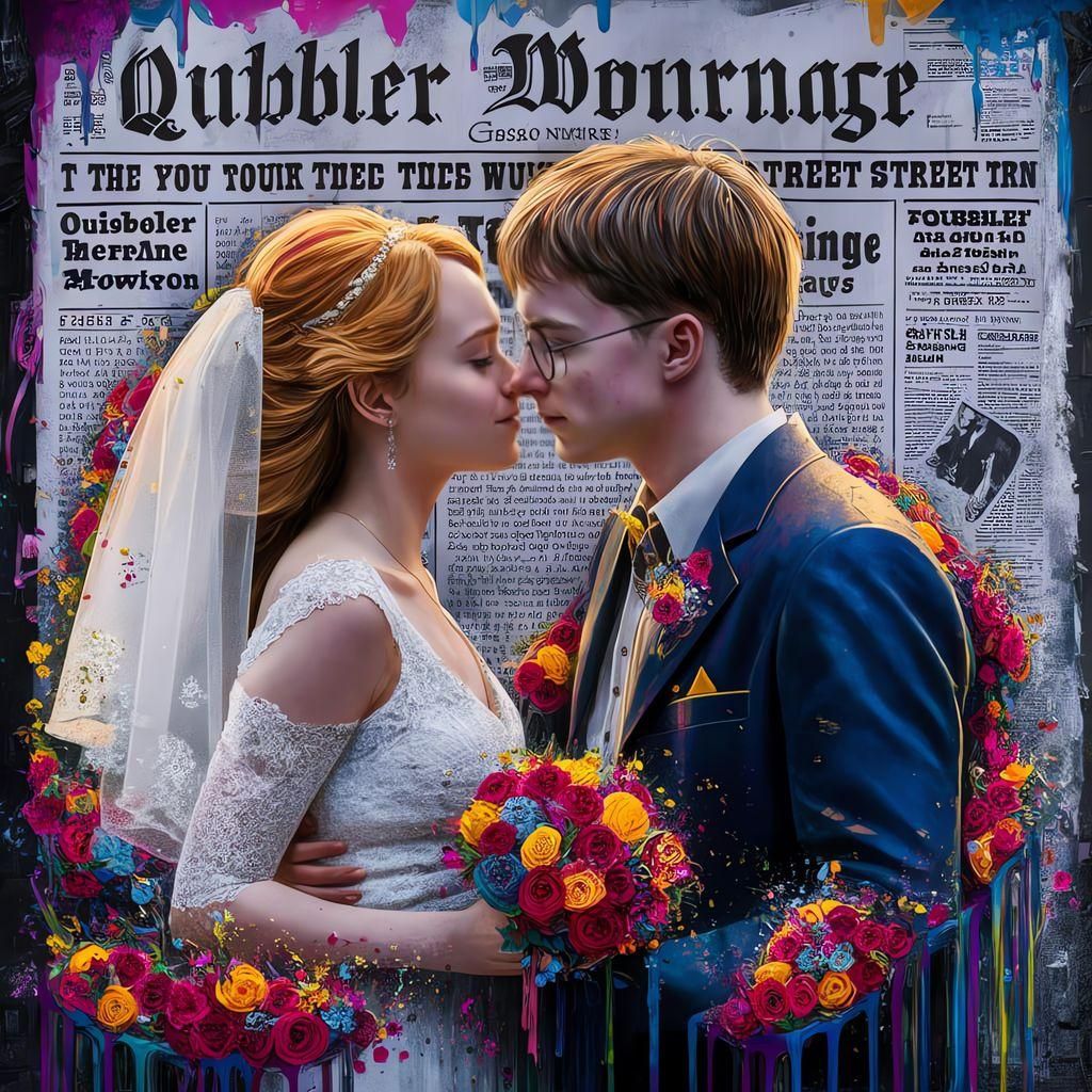 Harry Potter and Hermione Granger Street Art Wedding