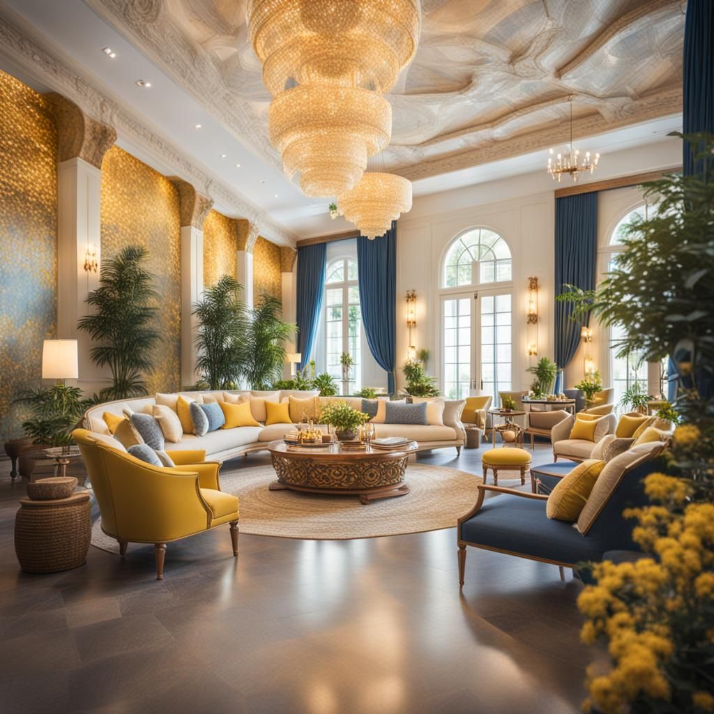 Bohemian Lobby Interior with Natural Lighting