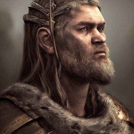 Norse God Viking Warrior in Oil Painting Style