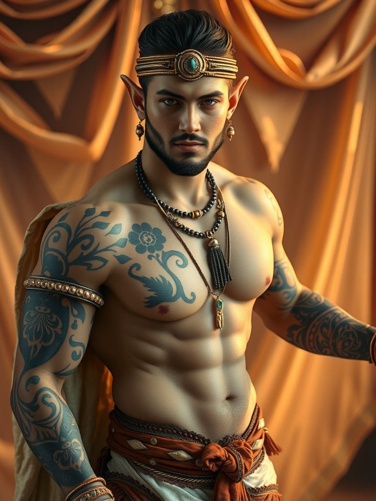 Handsome Elf Nomad in Middle Eastern Landscape