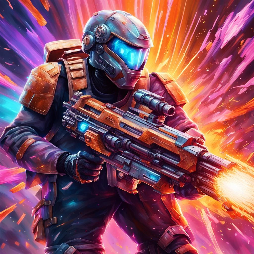 A soldier equipped with a plasma cannon that creates concuss...