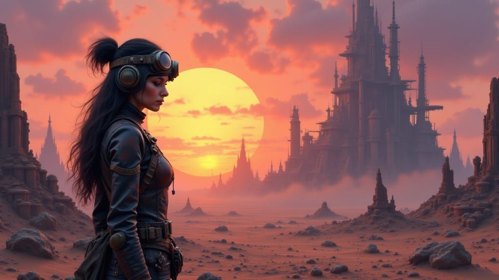 Steampunk Aviator on Alien Planet
