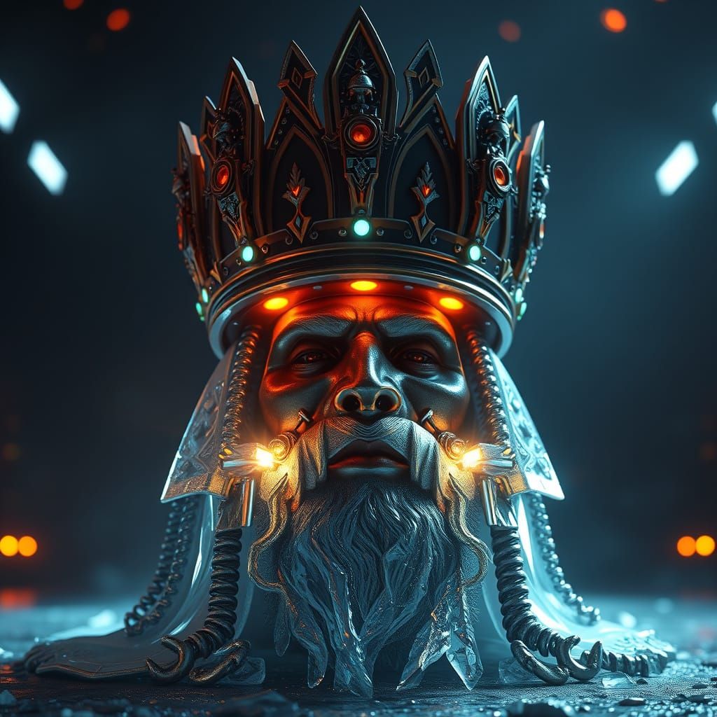 Futuristic Rastaman with Intricate Mech Crown