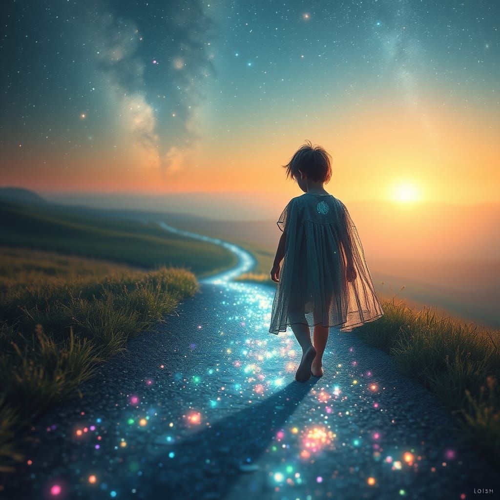 Child on Crystal Road to Cosmic Cathedral