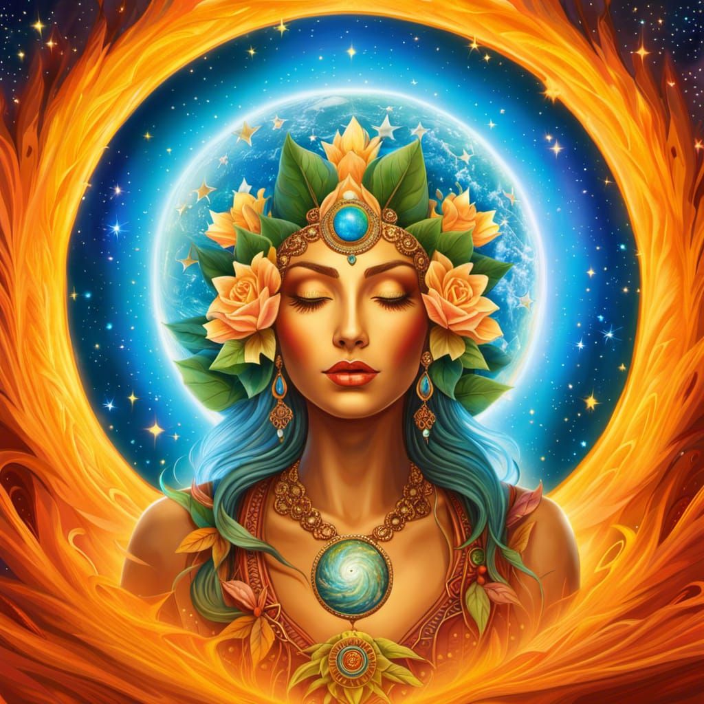 Gaia: Mother Earth in a Fantastical Digital Illustration