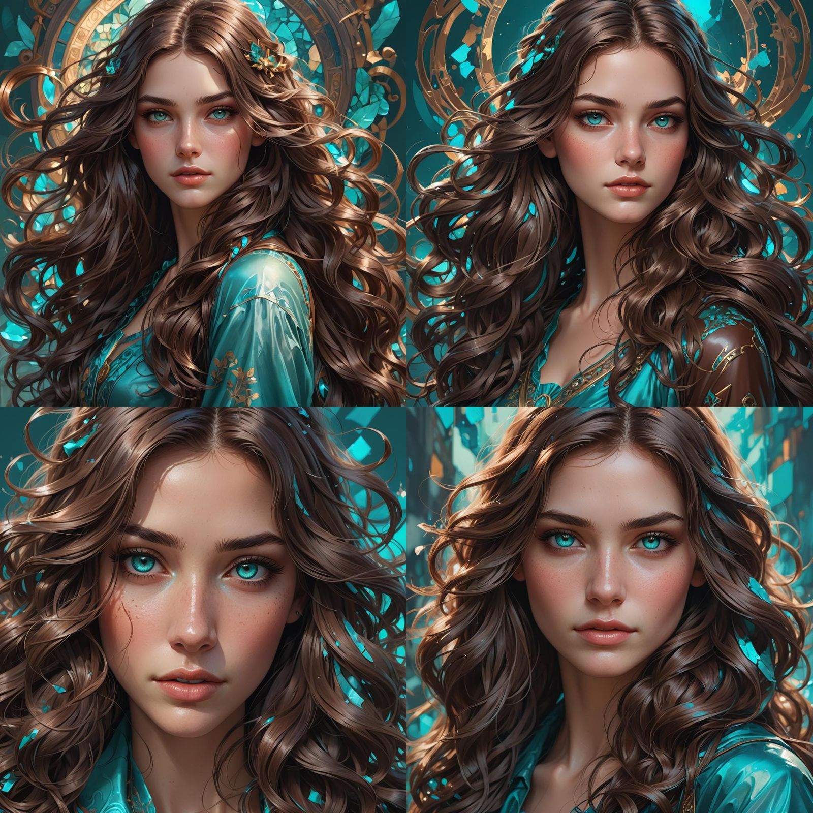 Detailed Portrait of Teen Girl with Teal Eyes