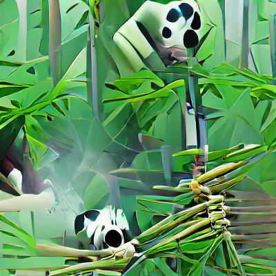 Panda Eating Bamboo in Jungle