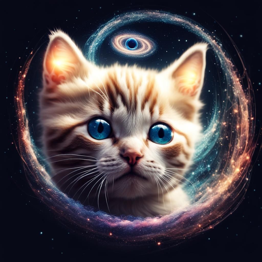 Kitten's Eyes Reflect a Swirling Universe