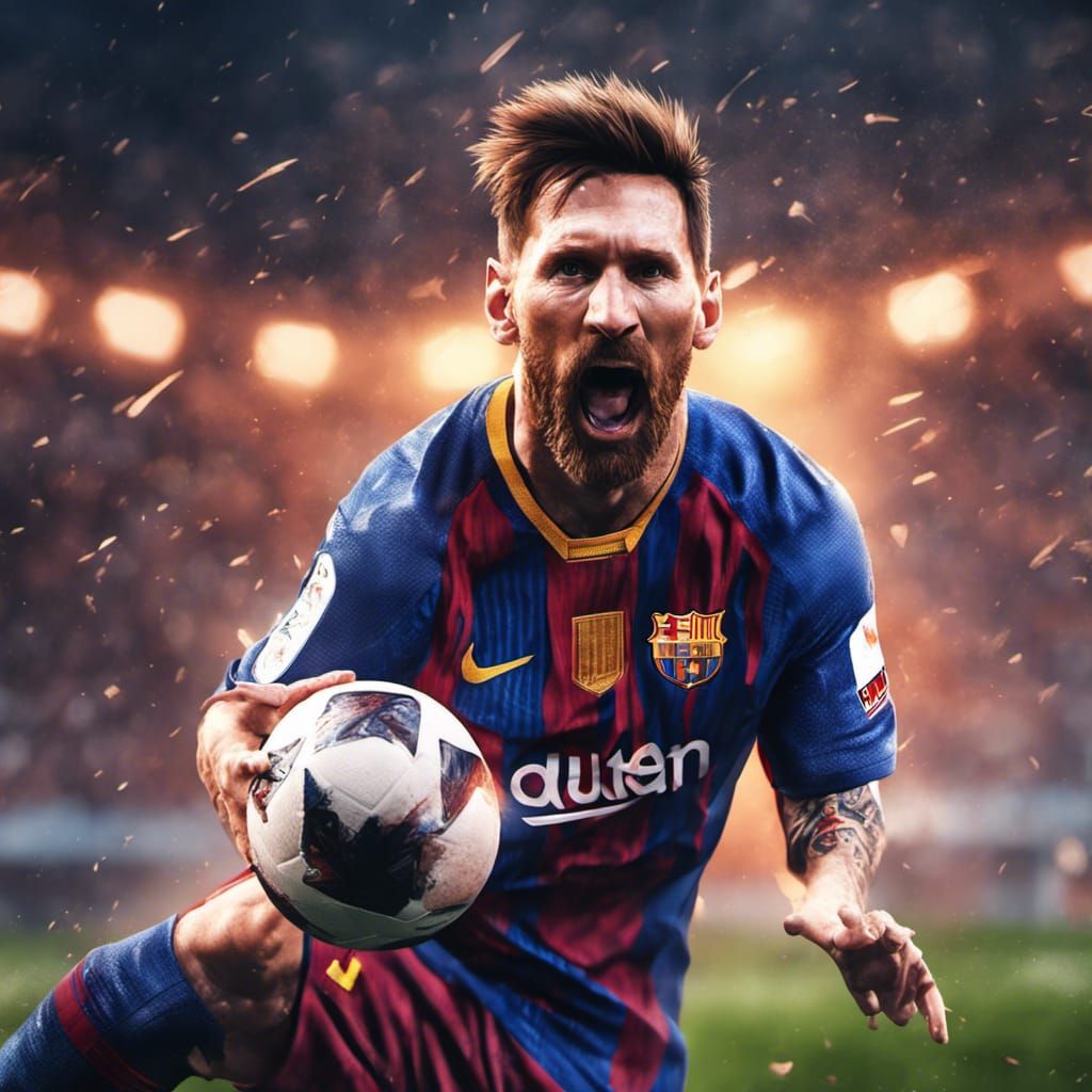 Messi Scores Penalty: 8K Dark Fantasy Art