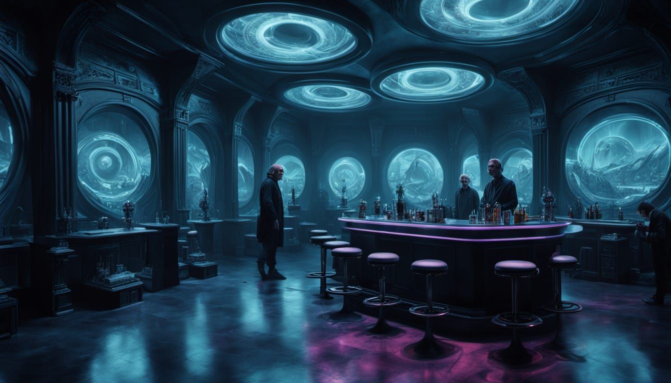 Eerie Vampires in a Futuristic Bar Scene