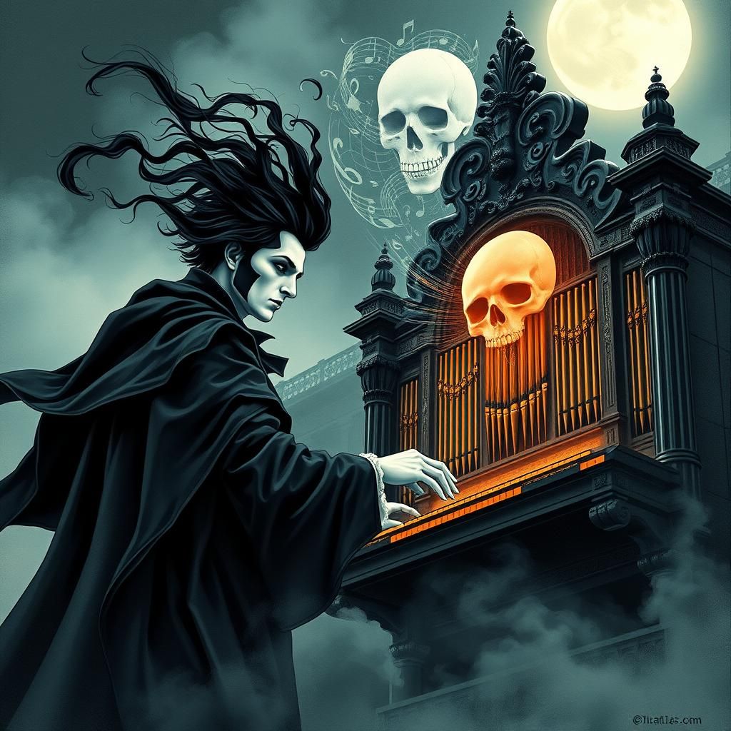 Phantom of the Opera Digital Illustration in Baroque Style