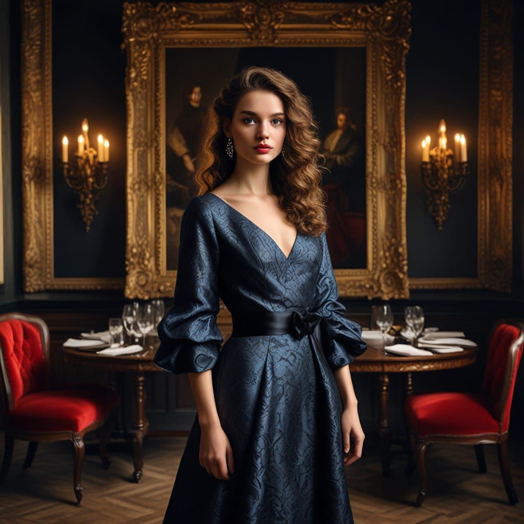 Elegant Woman in Luxurious Evening Attire