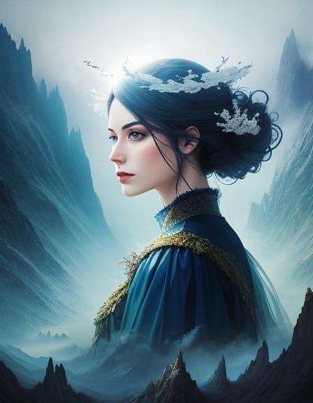 Ethereal Fantasy Portrait Landscape in Double Exposure