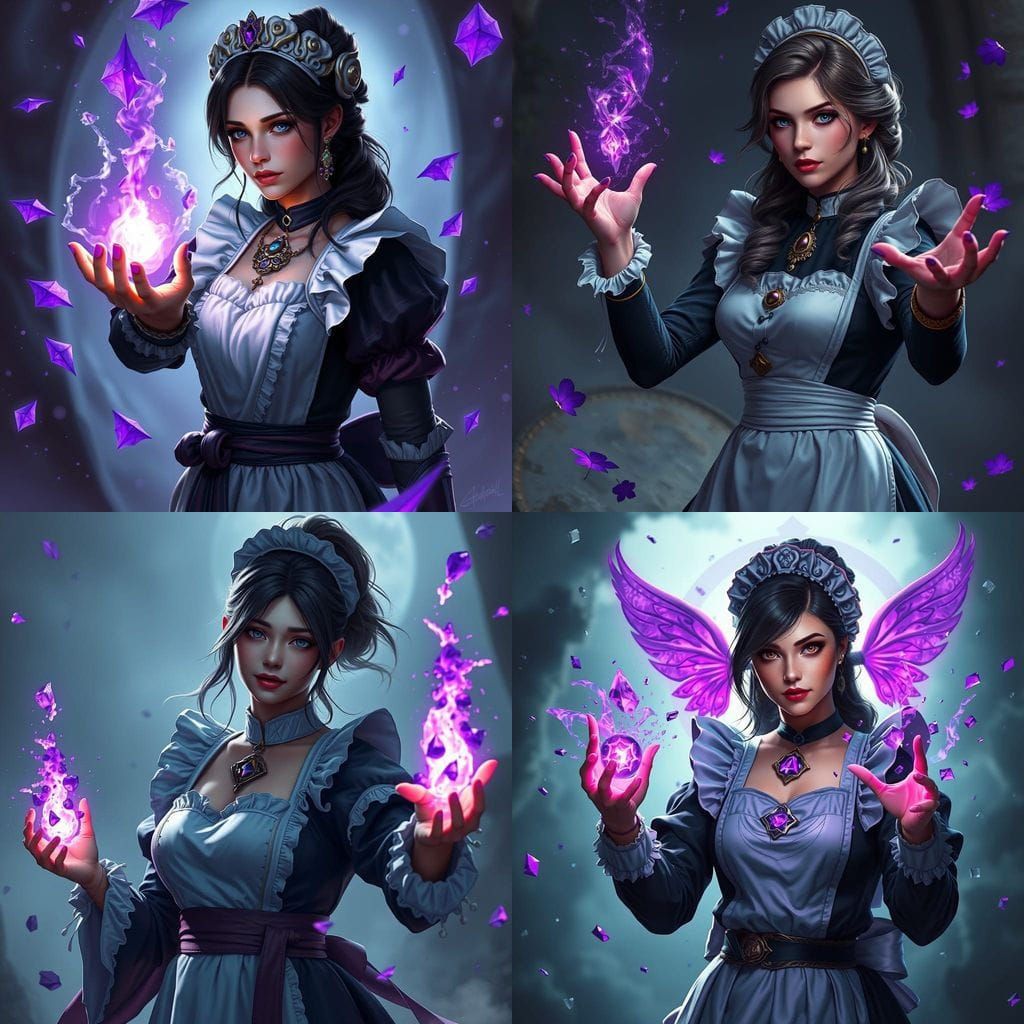 Maid Enchantress in Vibrant Fantasy Realm
