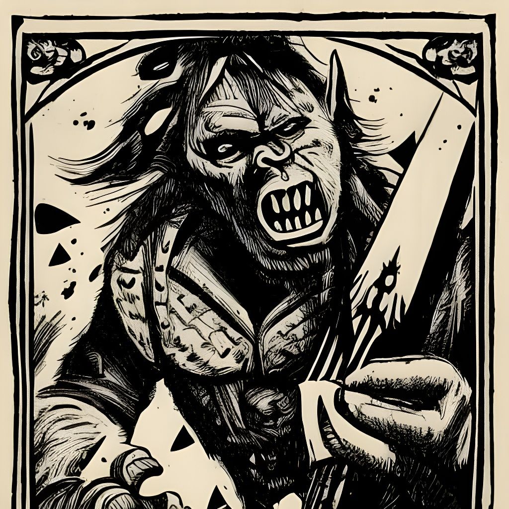 Orc Raider Wanted Poster in Woodcut Style