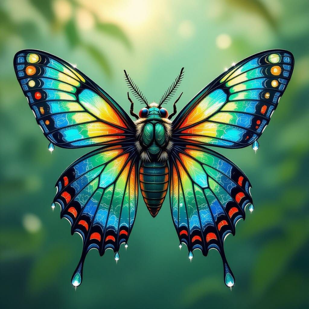Stained Glass Cicada Wings: Hyperrealistic Concept Art