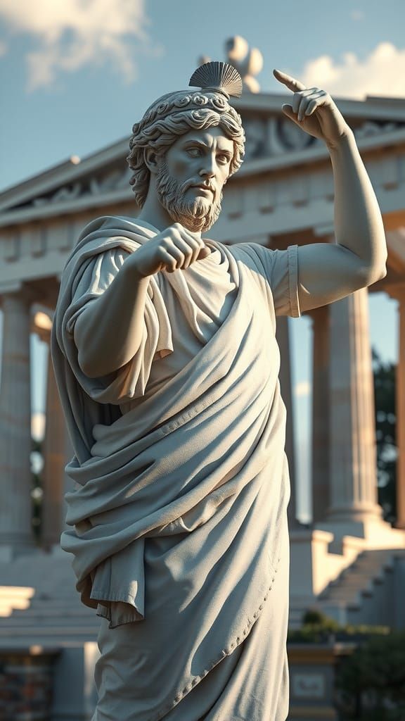 Classical Roman God in Epic Temple Setting