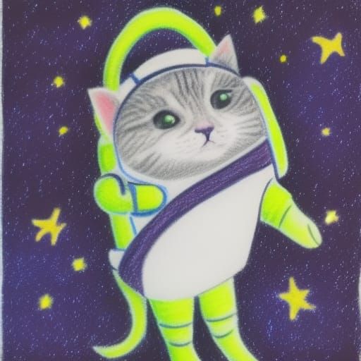 Cute Cat Astronaut Soaring Through Space