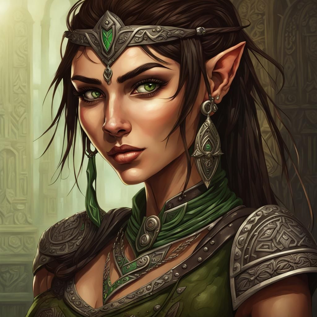 Aztec Elven Rogue Portrait: Intricate and Detailed