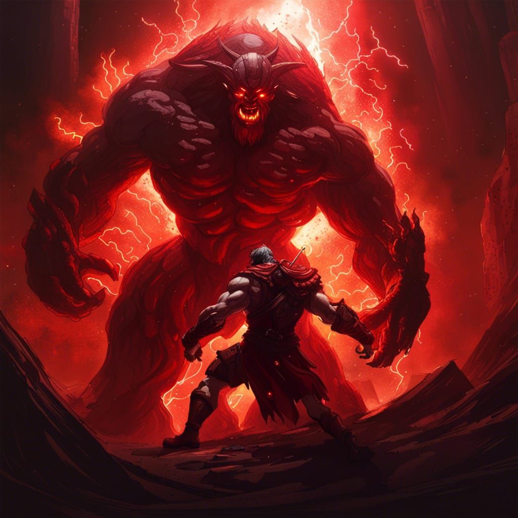 Epic Battle: Red Titan vs Luminous God