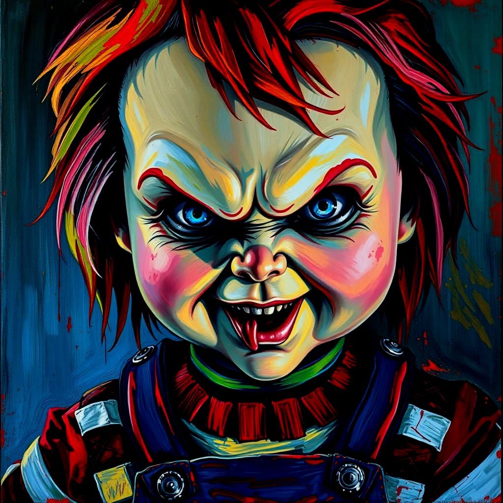 Chucky in Neo-Impressionist Expressionist Oil