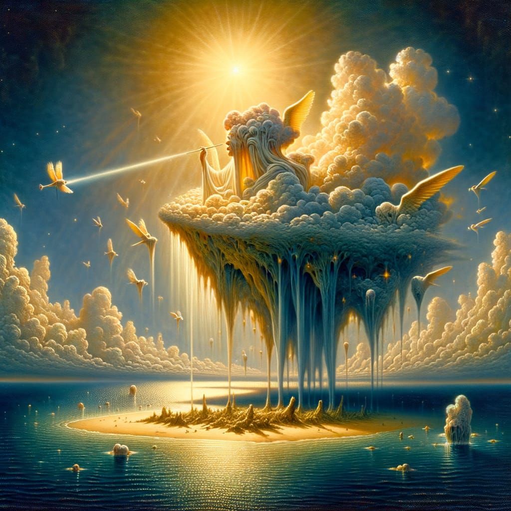 Surreal Floating Entity Beckons from Island Paradise