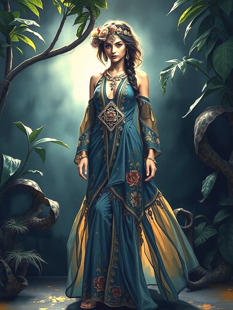 Ethereal Bohemian Goddess in Metallic Hues