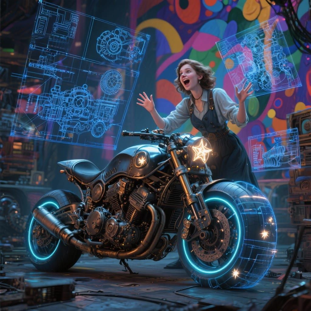 Ada Lovelace Builds Dieselpunk Motorcycle with Abstract Ener...