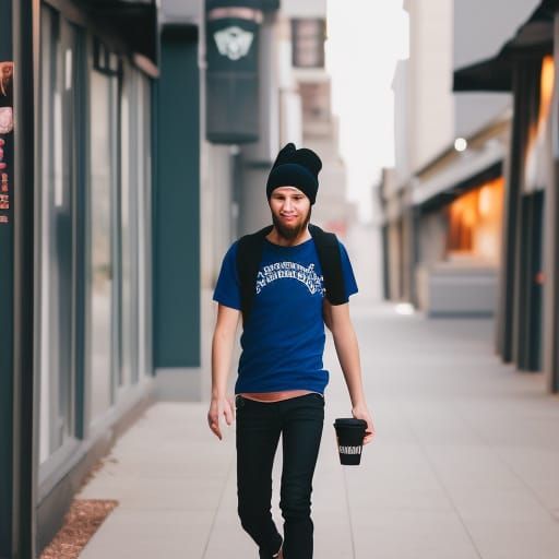 Man with Coffee Cup in Professional Photography Style
