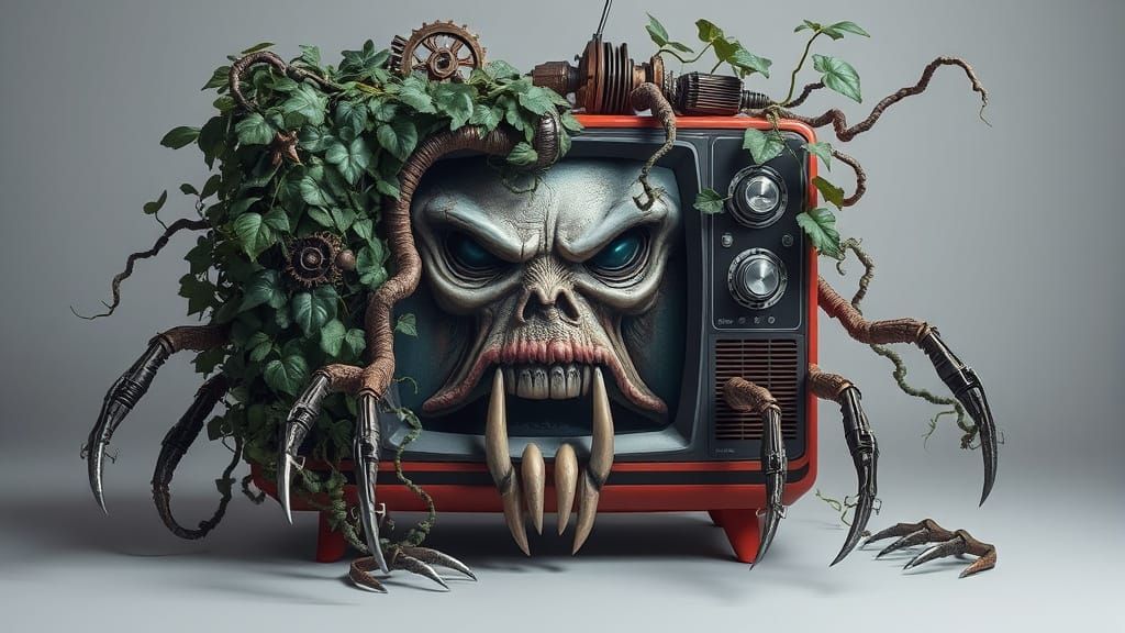 Retro TV Transformed into a Dark, Organic Abomination